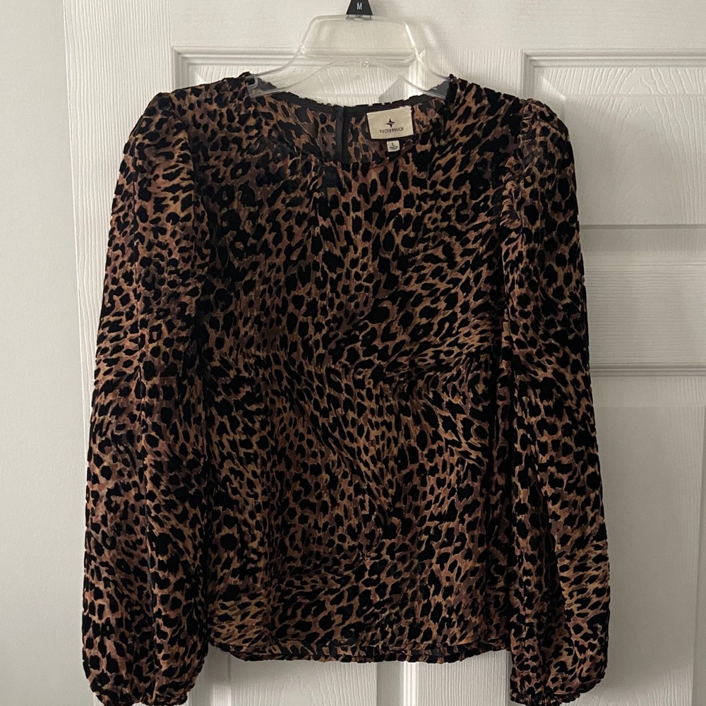 Tuckernuck Leopard Print Blouse - Black and Brown